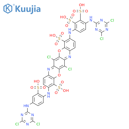 4,11-Triphenodioxazinedisulfonicacid,6,13-dichloro-3-[[4-[(4,6-dichloro-1,3,5-triazin-2-yl)amino]disulfophenyl]amino]-10-[[4-[(4,6-dichloro-1,3,5-triazin-2-yl)amino]sulfophenyl]amino]-(9CI) structure