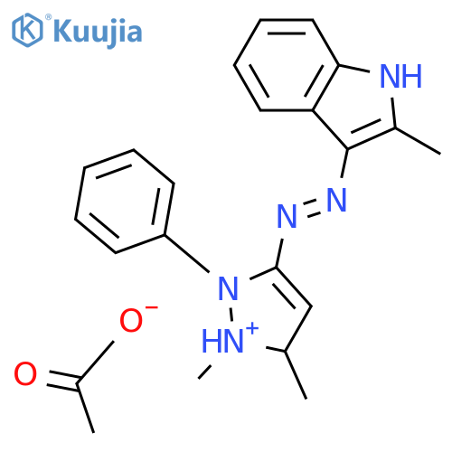 1,5-Dimethyl-3-((2-methyl-1H-indol-3-yl)azo)-2-phenyl-1H-pyrazolium acetate structure