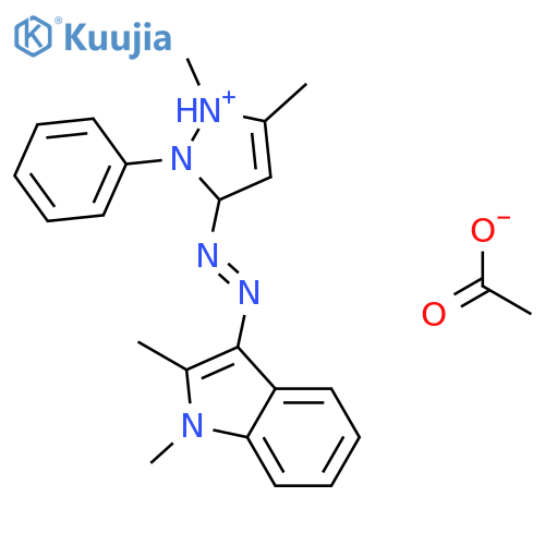 3-((1,2-Dimethyl-1H-indol-3-yl)azo)-1,5-dimethyl-2-phenyl-1H-pyrazolium acetate structure