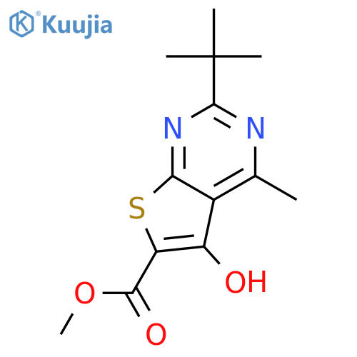 methyl 2-tert-butyl-5-hydroxy-4-methylthieno[2,3-d]pyrimidine-6-carboxylate structure
