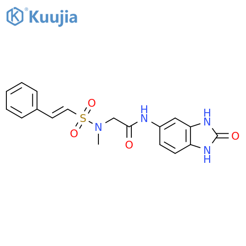 2-(N-methyl-2-phenylethenesulfonamido)-N-(2-oxo-2,3-dihydro-1H-1,3-benzodiazol-5-yl)acetamide structure