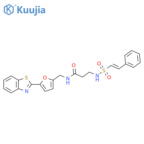 N-{[5-(1,3-benzothiazol-2-yl)furan-2-yl]methyl}-3-(2-phenylethenesulfonamido)propanamide structure