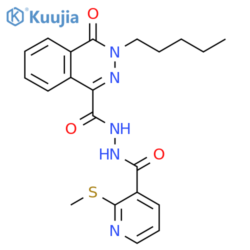 2-(methylsulfanyl)-N'-(4-oxo-3-pentyl-3,4-dihydrophthalazine-1-carbonyl)pyridine-3-carbohydrazide structure