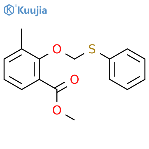 Benzoic acid, 3-methyl-2-[(phenylthio)methoxy]-, methyl ester structure