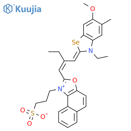 Naphth[1,2-d]oxazolium,2-[2-[(3-ethyl-6-methoxy-5-methyl-2(3H)-benzoselenazolylidene)methyl]-1-butenyl]-1-(3-sulfopropyl)-,inner salt (9CI) structure