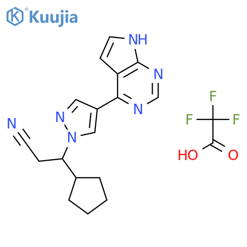 β-Cyclopentyl-4-(7H-pyrrolo[2,3-d]pyrimidin-4-yl)-(βR)-1H-pyrazole-1-propanenitrile, trifluoroacetate structure