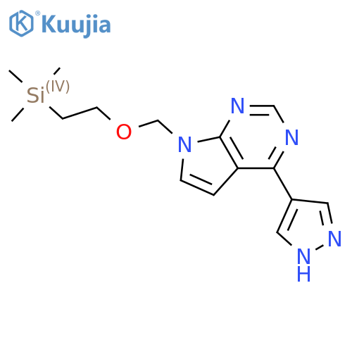 4-(1H-Pyrazol-4-yl)-7-((2-(trimethylsilyl)ethoxy)-methyl)-7H-pyrrolo[2,3-d]pyrimidine structure