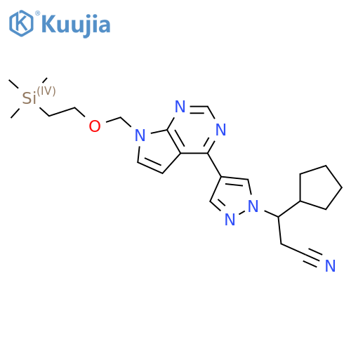 1H-Pyrazole-1-propanenitrile, β-cyclopentyl-4-[7-[[2-(trimethylsilyl)ethoxy]methyl]-7H-pyrrolo[2,3-d]pyrimidin-4-yl]-  structure