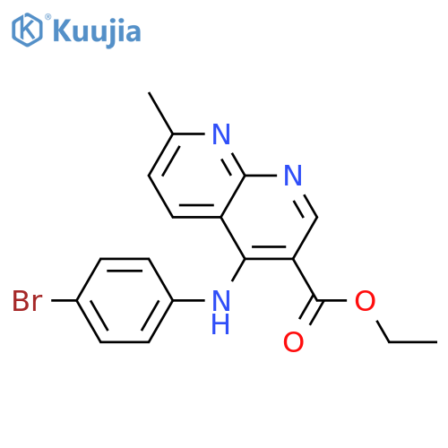 ethyl 4-(4-bromophenyl)amino-7-methyl-1,8-naphthyridine-3-carboxylate structure