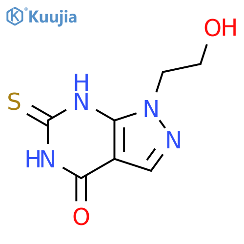 1-(2-hydroxyethyl)-6-sulfanyl-1H,4H,5H-pyrazolo3,4-dpyrimidin-4-one structure