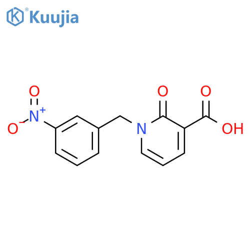 1-(3-nitrophenyl)methyl-2-oxo-1,2-dihydropyridine-3-carboxylic acid structure