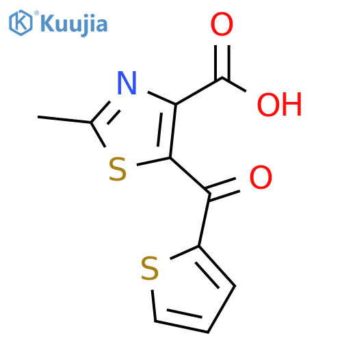 2-methyl-5-(thiophene-2-carbonyl)-1,3-thiazole-4-carboxylic acid structure