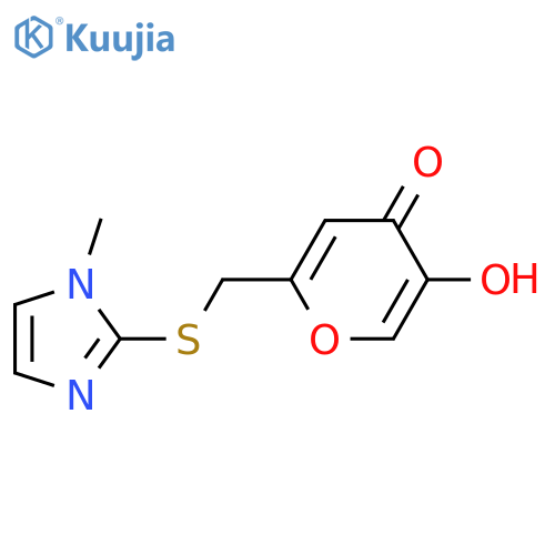 5-hydroxy-2-{(1-methyl-1H-imidazol-2-yl)sulfanylmethyl}-4H-pyran-4-one structure