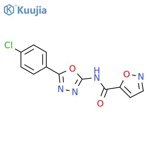 N-5-(4-chlorophenyl)-1,3,4-oxadiazol-2-yl-1,2-oxazole-5-carboxamide structure