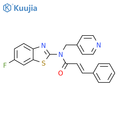 (2E)-N-(6-fluoro-1,3-benzothiazol-2-yl)-3-phenyl-N-(pyridin-4-yl)methylprop-2-enamide structure