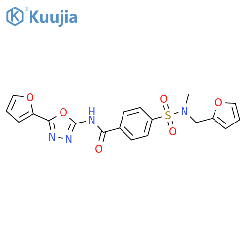 N-5-(furan-2-yl)-1,3,4-oxadiazol-2-yl-4-{(furan-2-yl)methyl(methyl)sulfamoyl}benzamide structure
