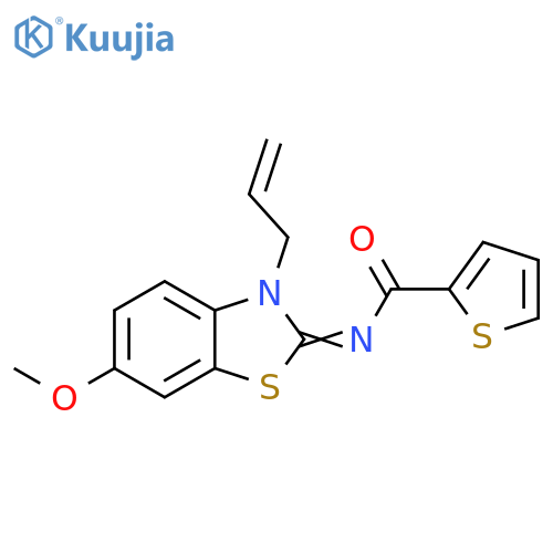 N-(2Z)-6-methoxy-3-(prop-2-en-1-yl)-2,3-dihydro-1,3-benzothiazol-2-ylidenethiophene-2-carboxamide structure