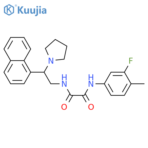 N'-(3-fluoro-4-methylphenyl)-N-2-(naphthalen-1-yl)-2-(pyrrolidin-1-yl)ethylethanediamide structure
