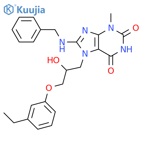 8-(benzylamino)-7-3-(3-ethylphenoxy)-2-hydroxypropyl-3-methyl-2,3,6,7-tetrahydro-1H-purine-2,6-dione structure