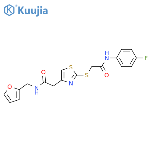 2-2-({(4-fluorophenyl)carbamoylmethyl}sulfanyl)-1,3-thiazol-4-yl-N-(furan-2-yl)methylacetamide structure