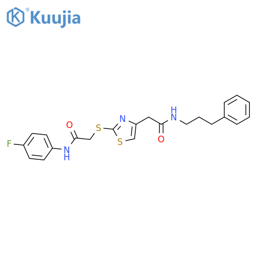 2-2-({(4-fluorophenyl)carbamoylmethyl}sulfanyl)-1,3-thiazol-4-yl-N-(3-phenylpropyl)acetamide structure