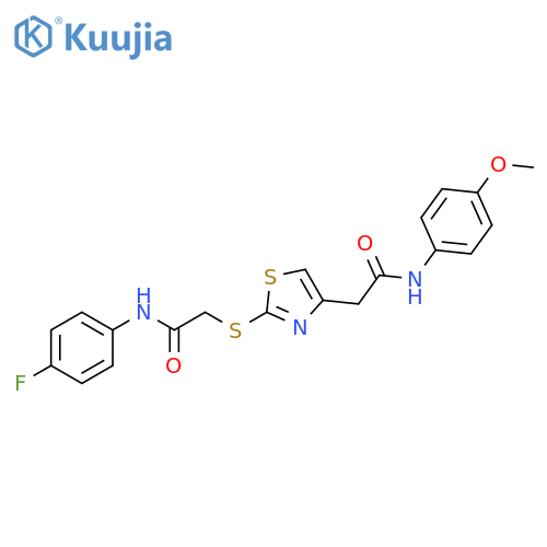 N-(4-fluorophenyl)-2-(4-{(4-methoxyphenyl)carbamoylmethyl}-1,3-thiazol-2-yl)sulfanylacetamide structure
