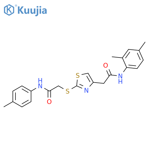 2-(4-{(2,4-dimethylphenyl)carbamoylmethyl}-1,3-thiazol-2-yl)sulfanyl-N-(4-methylphenyl)acetamide structure