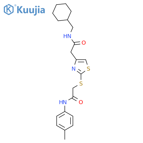 N-(cyclohexylmethyl)-2-2-({(4-methylphenyl)carbamoylmethyl}sulfanyl)-1,3-thiazol-4-ylacetamide structure