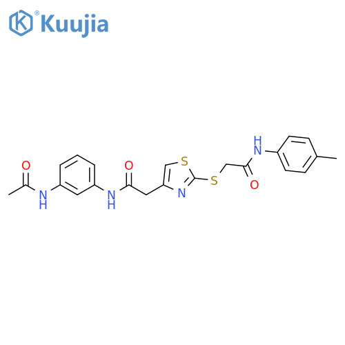 2-(4-{(3-acetamidophenyl)carbamoylmethyl}-1,3-thiazol-2-yl)sulfanyl-N-(4-methylphenyl)acetamide structure