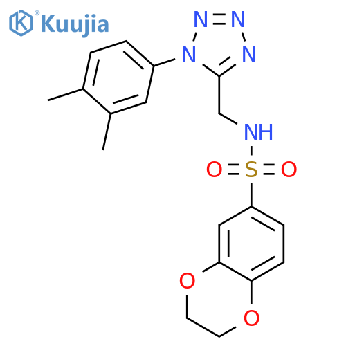 N-{1-(3,4-dimethylphenyl)-1H-1,2,3,4-tetrazol-5-ylmethyl}-2,3-dihydro-1,4-benzodioxine-6-sulfonamide structure