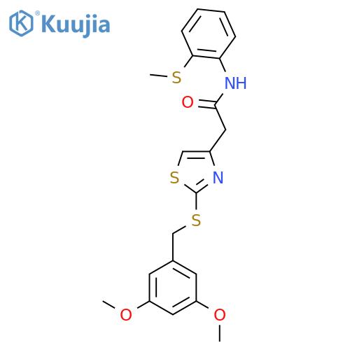 2-(2-{(3,5-dimethoxyphenyl)methylsulfanyl}-1,3-thiazol-4-yl)-N-2-(methylsulfanyl)phenylacetamide structure
