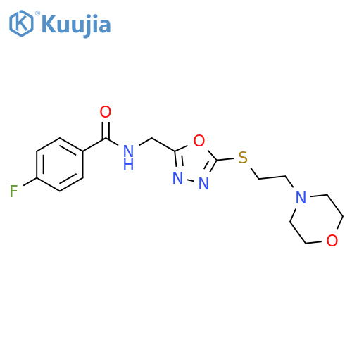 4-fluoro-N-(5-{2-(morpholin-4-yl)ethylsulfanyl}-1,3,4-oxadiazol-2-yl)methylbenzamide structure