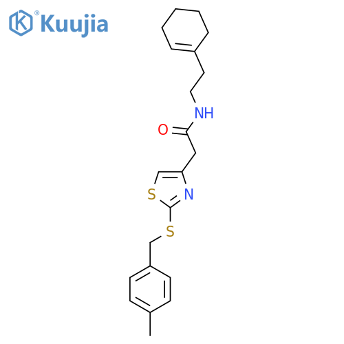 N-2-(cyclohex-1-en-1-yl)ethyl-2-(2-{(4-methylphenyl)methylsulfanyl}-1,3-thiazol-4-yl)acetamide structure