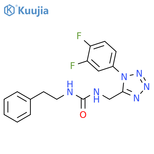 3-{1-(3,4-difluorophenyl)-1H-1,2,3,4-tetrazol-5-ylmethyl}-1-(2-phenylethyl)urea structure