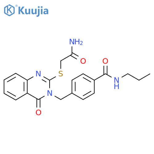 4-({2-(carbamoylmethyl)sulfanyl-4-oxo-3,4-dihydroquinazolin-3-yl}methyl)-N-propylbenzamide structure