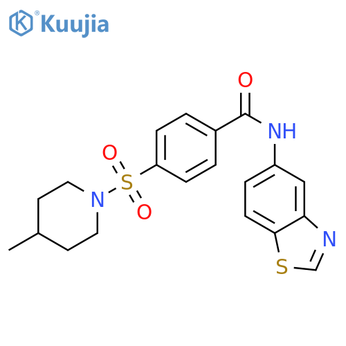 N-(1,3-benzothiazol-5-yl)-4-(4-methylpiperidin-1-yl)sulfonylbenzamide structure