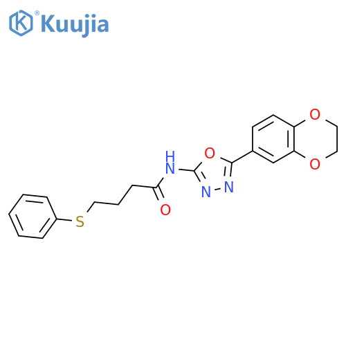 N-5-(2,3-dihydro-1,4-benzodioxin-6-yl)-1,3,4-oxadiazol-2-yl-4-(phenylsulfanyl)butanamide structure