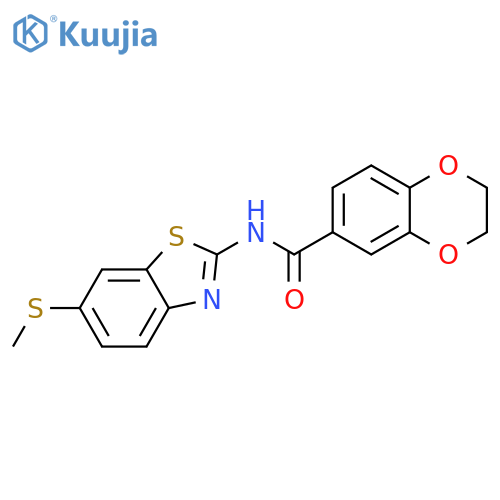 N-6-(methylsulfanyl)-1,3-benzothiazol-2-yl-2,3-dihydro-1,4-benzodioxine-6-carboxamide structure