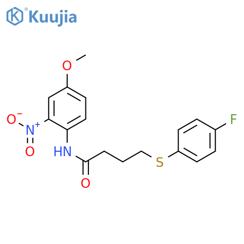 4-(4-fluorophenyl)sulfanyl-N-(4-methoxy-2-nitrophenyl)butanamide structure