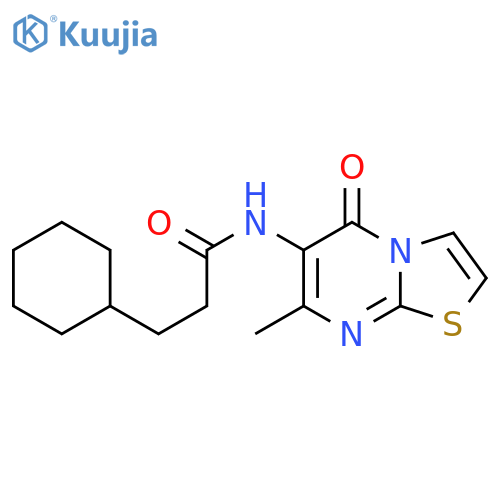 3-cyclohexyl-N-{7-methyl-5-oxo-5H-1,3thiazolo3,2-apyrimidin-6-yl}propanamide structure