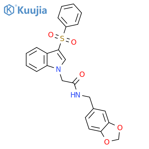 2-3-(benzenesulfonyl)-1H-indol-1-yl-N-(2H-1,3-benzodioxol-5-yl)methylacetamide structure