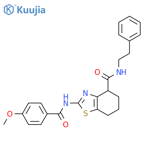 2-(4-methoxybenzamido)-N-(2-phenylethyl)-4,5,6,7-tetrahydro-1,3-benzothiazole-4-carboxamide structure