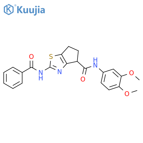 2-benzamido-N-(3,4-dimethoxyphenyl)-4H,5H,6H-cyclopentad1,3thiazole-4-carboxamide structure