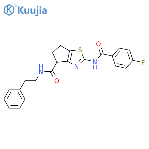 2-(4-fluorobenzamido)-N-(2-phenylethyl)-4H,5H,6H-cyclopentad1,3thiazole-4-carboxamide structure