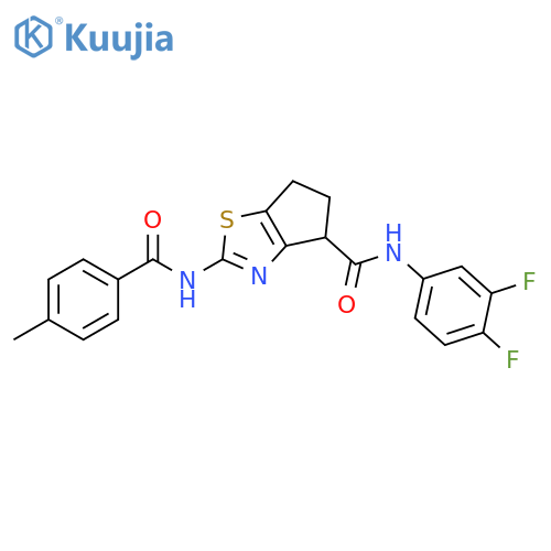 N-(3,4-difluorophenyl)-2-(4-methylbenzamido)-4H,5H,6H-cyclopentad1,3thiazole-4-carboxamide structure