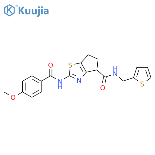2-(4-methoxybenzamido)-N-(thiophen-2-yl)methyl-4H,5H,6H-cyclopentad1,3thiazole-4-carboxamide structure