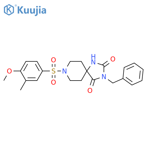 3-benzyl-8-(4-methoxy-3-methylbenzenesulfonyl)-1,3,8-triazaspiro4.5decane-2,4-dione structure