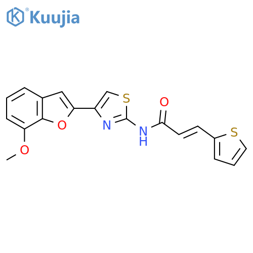 (2E)-N-4-(7-methoxy-1-benzofuran-2-yl)-1,3-thiazol-2-yl-3-(thiophen-2-yl)prop-2-enamide structure