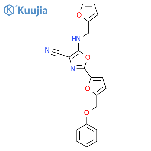 5-{(furan-2-yl)methylamino}-2-5-(phenoxymethyl)furan-2-yl-1,3-oxazole-4-carbonitrile structure