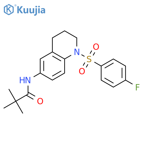 N-1-(4-fluorobenzenesulfonyl)-1,2,3,4-tetrahydroquinolin-6-yl-2,2-dimethylpropanamide structure